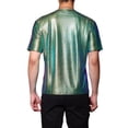 thumbnail image 3 of Lars Amadeus Men's Metallic Shiny Nightclub Short Sleeve Party Disco T-Shirt, 3 of 6