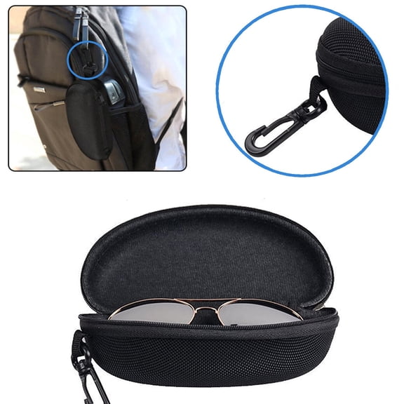 KANCOKIT Sunglasses Case, Hard Shell Glasses Case for Large Eyeglasses, Portable Travel Eyeglass Case with Clip Metal Zipper
