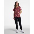 thumbnail image 2 of Hello Kitty Women's Holiday Scrub Top with Short Sleeves, Sizes S-XXXL, 2 of 5