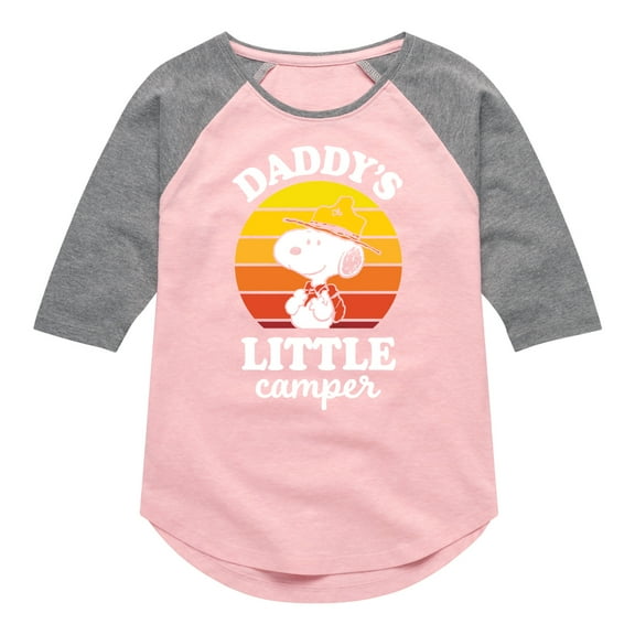 Peanuts - Daddy's Little Camper - Toddler And Youth Girls Raglan Graphic T-Shirt