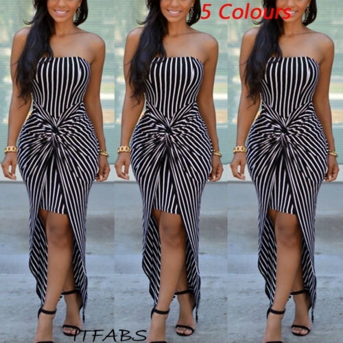 Strapless Maxi Dress Stripe Tube Top 