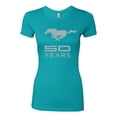 thumbnail image 2 of Wild Bobby, Ford Mustang Logo 50 Years Vintage Emblem, Cars and Trucks, Women Slim Fit Junior Tee, Tahiti Blue, Large, 2 of 4