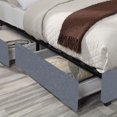 thumbnail image 2 of Modern Velvet 60" Queen Platform Bed with Storage Drawers in Grey, 2 of 7