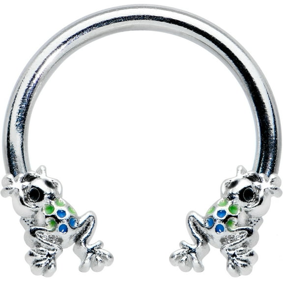 Body Candy 16G Stainless Steel Horseshoe Circular Barbell Horseshoe Earring Frog Horseshoe Septum Ring 3/8