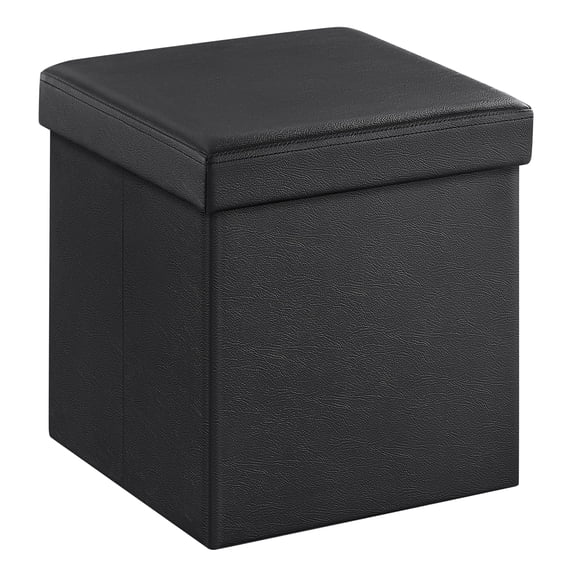 Black Velvet Folding Cube Storage Ottoman, 15 x 15 x 15 Inches, 11 Gallon Capacity Multipurpose Footrest Footstool for Living Room, Bedroom and Dorm