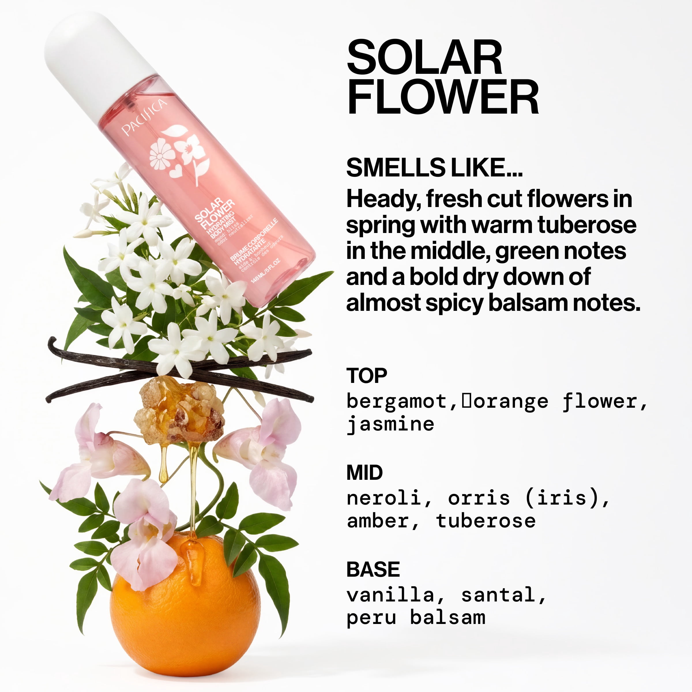 Pacifica Hydrating Body Mist Solar Flower for Unisex, 5 fl oz