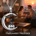 thumbnail image 6 of Halloween Cat Necklace Sterling Silver Pumpkins Bats Pendant Moon Gothic Weird Jewelry Gifts for Women, 6 of 6