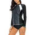 thumbnail image 3 of Alove Women's Zip Front Rash Guard UPF 50+ Long Sleeves Sun Protection Surfing, 3 of 5