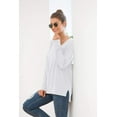 thumbnail image 6 of MLANM Women's V-Neck Pullover Sweaters Side Split Tunic Sweatshirt Casual Long Sleeve Knit tops, S White, 6 of 6