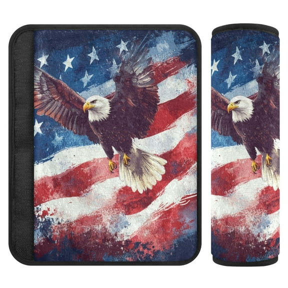 Qxltty American Flag with Eagle Car Seat Strap Pads are Soft and Snug Fitting for All Cars Backpacks Pushchair