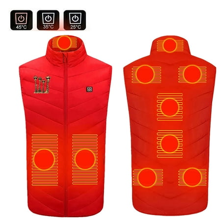 NSLGXD Electric Heated Vest for Men Women 9 Heating Zones 3 Modes Water&Wind Resistant Heated Jackets Sleeveless Coats USB Smart Heating Vest Without Power Bank