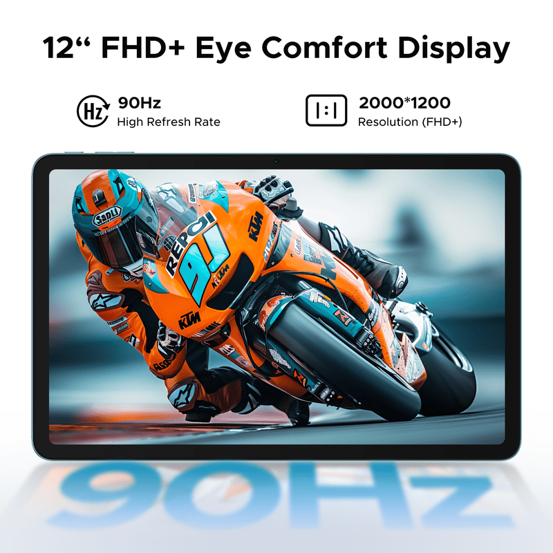 DOOGEE T36 12 inch Android Tablet,2.4K FHD+90Hz Display,32GB+256GB/2TB,8800mAh,Tablet with Sim Card Slot,Wifi 5,Dual Camera,BT5.0,Widevine L1Android