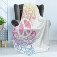 thumbnail image 4 of Cartoon Soft Flannel Fleece Blanket, Hippie Pastel Peace Sign Psychedelic Back to School Sketch Notebook Drawings Girls, Cozy Plush for Indoor and Outdoor Use, 70" x 90", Multicolor, by Ambesonne, 4 of 5