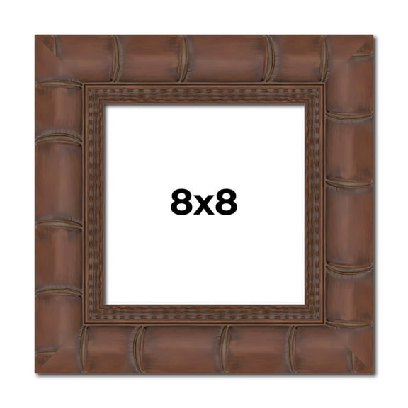 8x8 Bamboo Wood Picture Square Frame - Includes UV Acrylic, Foam Board Backing & Hanging Hardware