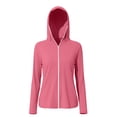 thumbnail image 4 of CheerKidz Women's Sun Protection Hoodie Long Sleeve Zip Up Jacket with Thumb Holes High Neck Face Cover Outdoor Running Hiking Warm Weather Active Top Breathable (Watermelon Red, 3XL)., 4 of 5