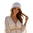thumbnail image 3 of Krdevn Bohemian Crochet Hat Handmade Shell Lightweight Boho Cap for Beach and Travel,One Size, 3 of 6