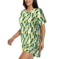 thumbnail image 2 of Rateoe Banana Tree Leaves Pattern Women's Short-Sleeved Pajama Set - 2 Piece Soft and Lightweight Sleepwear Set-X-Large, 2 of 7