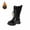Black, variant on Krdevn Girls Boots,Winter Warm Lined Long Shaft Girls Boots Leather Mid Calf Boots for Youth Non Sole,Size:3.5-4 Years
