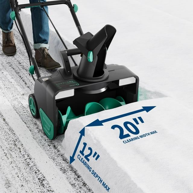 Yiwa Corded 20 Inch Snow Blower, 15-Amp Electric Motor, 25 ft Throw Distance, 180° Rotating Chute with Dual LED Lights and Adjustable Handle for Driveways and Walkways