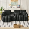 thumbnail image 3 of JERFIT Modern Sectional Sofa with Console, USB Charger, Cup Holders, Plush Teddy Fabric, Cloud Couch for Living Room, Apartment, Black, 3 of 10
