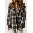 thumbnail image 2 of Women's Plaid Sherpa Lined Hooded Shacket - Blue - [ZhiHiMeRi] | (US 4-6)S, 2 of 12