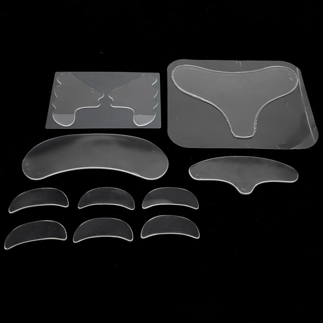 11 Pièces Patch Anti-Rides Visage en Silicone, Patchs Faciaux, Réutilisables Joue Poitrine avant Stickers Lignes Anti-Fines, pour la Réduction des Rides, Ruban Lissant Anti-Âge