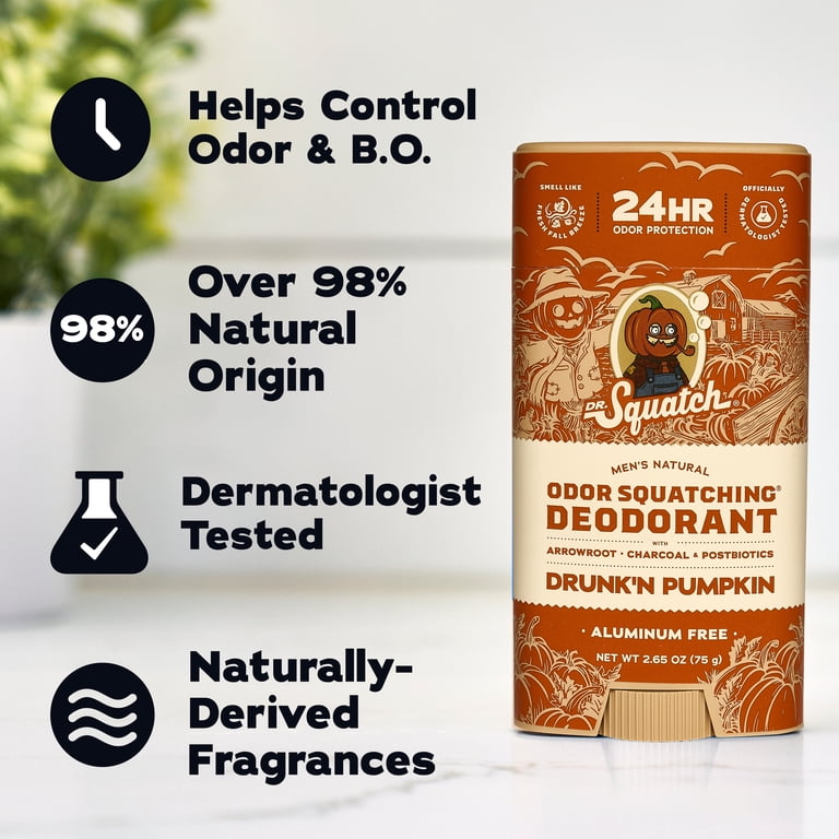 Dr. Squatch, Mens Deodorant Stick, 2.65 Oz, Drunk'n Pumpkin