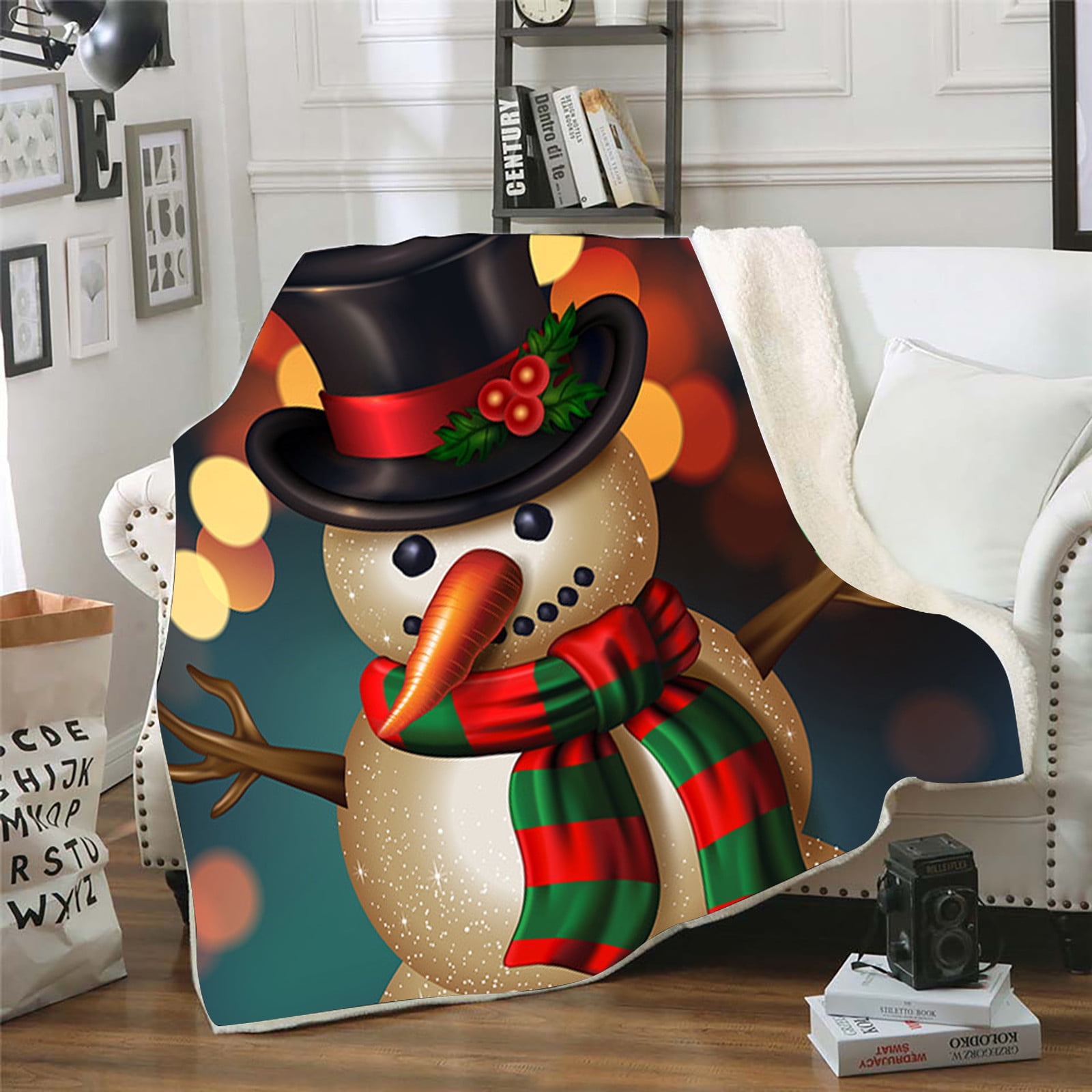 Christmas Wearable Blanket Fleece Hooded Robe Cloak Throw Quilt Poncho