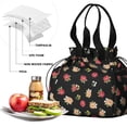 thumbnail image 4 of Pioneer Flower Floral Print Pattern Drawstring Lunch Bag Women - Drawstring Lunch Bag Insulated for Work Office - Stain-Resistant Large Lunchbags for Women with Multi-Pockets, 4 of 6