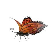 Evergreen Hand-Painted Orange Metal Monarch Butterfly Outdoor Sculpture