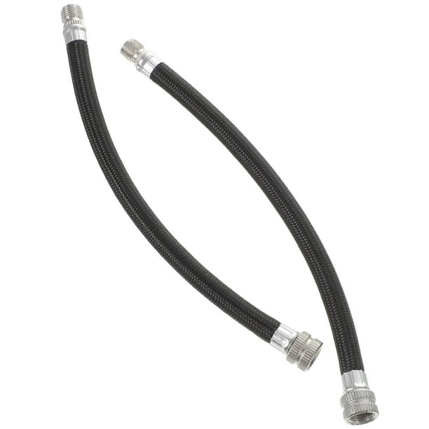 2 piezas de bomba de bicicleta, manguera de extensión, inflador, tubo, cable para Schrader (negro)