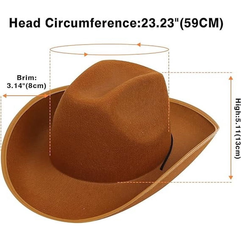 Wowstyle 2 Pack Cowboy Hats for Adults, Brown Felt  display picture 1