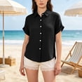 thumbnail image 2 of Blouses for Women Womens Tops Pleated Double Layer Chiffon Style Short Sleeve Relaxed Fit Everyday Office Daily Outfit Shirt, 2 of 6