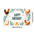 thumbnail image 2 of Cartoon Chicken Happy Birthday Banner Rooster Design Animal Theme Party Backdrop for Kids Celebration Indoor Event Decoration, 2 of 7