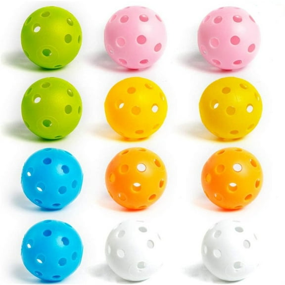 12 Pcs 42MM Plastic Golf Balls,26-Hole Indoor Outdoor Practice Ball,Practice Golf Balls for Backyard,Soft Children's Hole Ball Toy,Training Plastic Balls Airflow Hollow for Swing Practice (Multicolor)