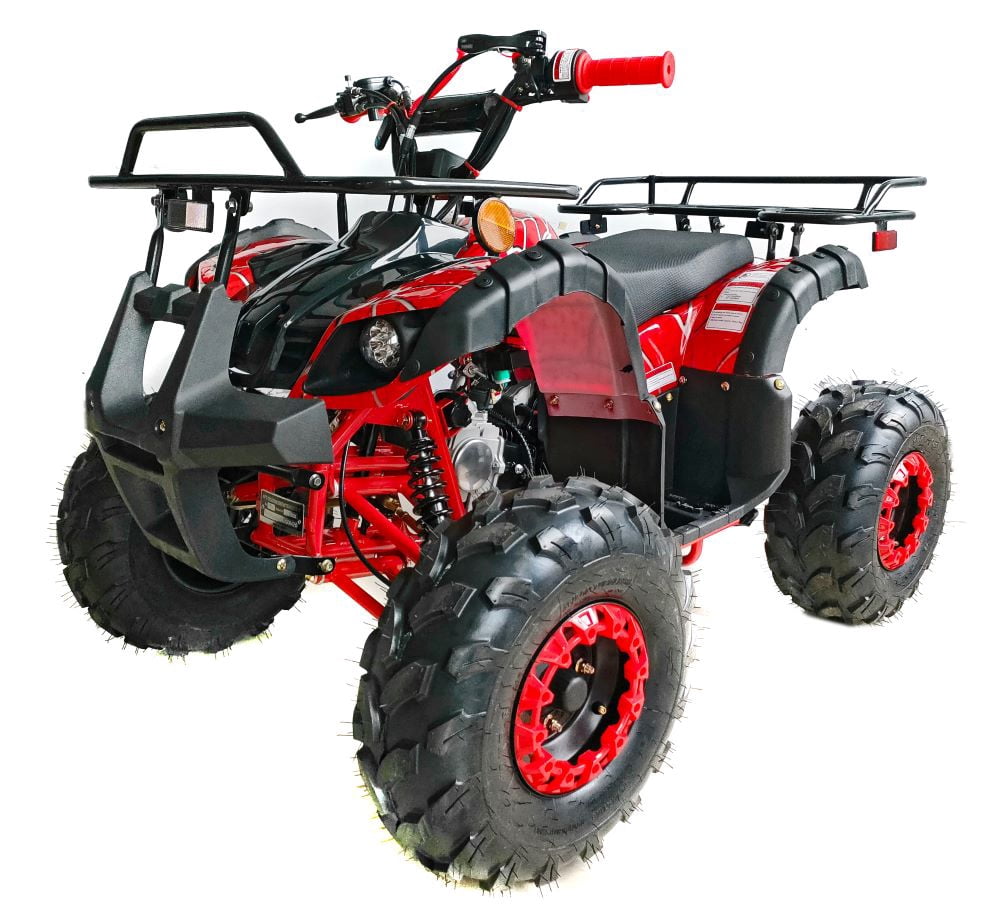HHH Upgraded   125cc ATV Four Wheeler Quad with LED Lights, Matching Rims ,  Reverse for youth ( Factory Packaged ) ( Red )
