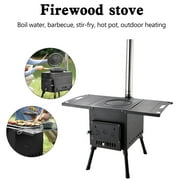 Wood Tent Stove Portable Wood Stove, Outdoor Wood Burning Stove for Camping with 3 Chimney Pipes, Wood Cook Stove Heating Burner Stove 58 x 46 x 103 cm, Black
