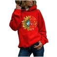 thumbnail image 2 of kayannuo Womens Tops Long Sleeve Shirts Fall Womens Casual Hoodies Jumper Tops Ladies Sunflower Print Sweatshirt Blouse Tee Red, 2 of 5