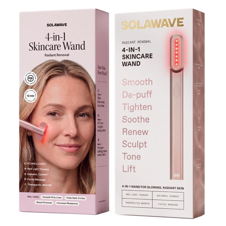 Solawave 4-in-1 Red Light Therapy Skincare Wand - Facial Massage