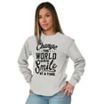 thumbnail image 5 of One Smile At A Time Optimistic Women's Long Sleeve T Shirt Brisco Brands L, 5 of 6