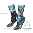 thumbnail image 4 of Xecao Black Panther Floral Illustration Print Fashion No Heel Casual Crew Socks Cushioned Breathable for Men Women - Moisture wicking,Not easy to fade Suitable for daily, 4 of 7