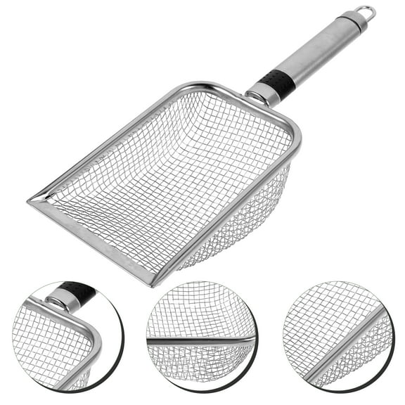 WEAVILUX 1Pack Sifter Shovel Silver Stainless Steel for Filtering Sand on the Beach