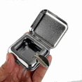 thumbnail image 2 of Stainless Steel Portable Ashtray with Lid - Square Metal Tray for Smokers, 2 of 5
