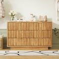 thumbnail image 2 of Fluted 6 Drawer Dresser for Bedroom, Wide Modern Chest of Drawers with Metal Handle, Curved Profile Design, Wood Closet Clothes Storage Organizer for Bedroom, Living Room, Hallway, 2 of 8