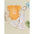 thumbnail image 2 of FEORJGP Infant Baby Easter Outfit Newborn Girls Summer Clothes Set Short Sleeve Jumpsuit Letters Print Romper Crew Neck Bodysuit with Bunny Strawberrynot Headband Little Girl Cute Casual Set, 2 of 8