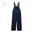 thumbnail image 1 of Mujeres Suspender Jeans Pantalones anchos de pierna ancha Pantalones de pierna recta, azul oscuro, L Yuarrent AP001488-07B, 1 of 7