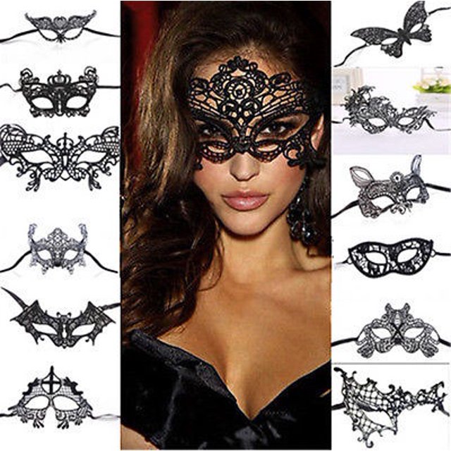 Black Lace Eye Face Mask Masquerade Ball Prom Halloween Decorations