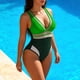 thumbnail image 3 of Trajes de Baño de Corte Alto para Mujeres Diseño de Correa sin Espalda de Color Sólido con Tazas Acolchadas Extraíbles Verano una Pieza, 3 of 5
