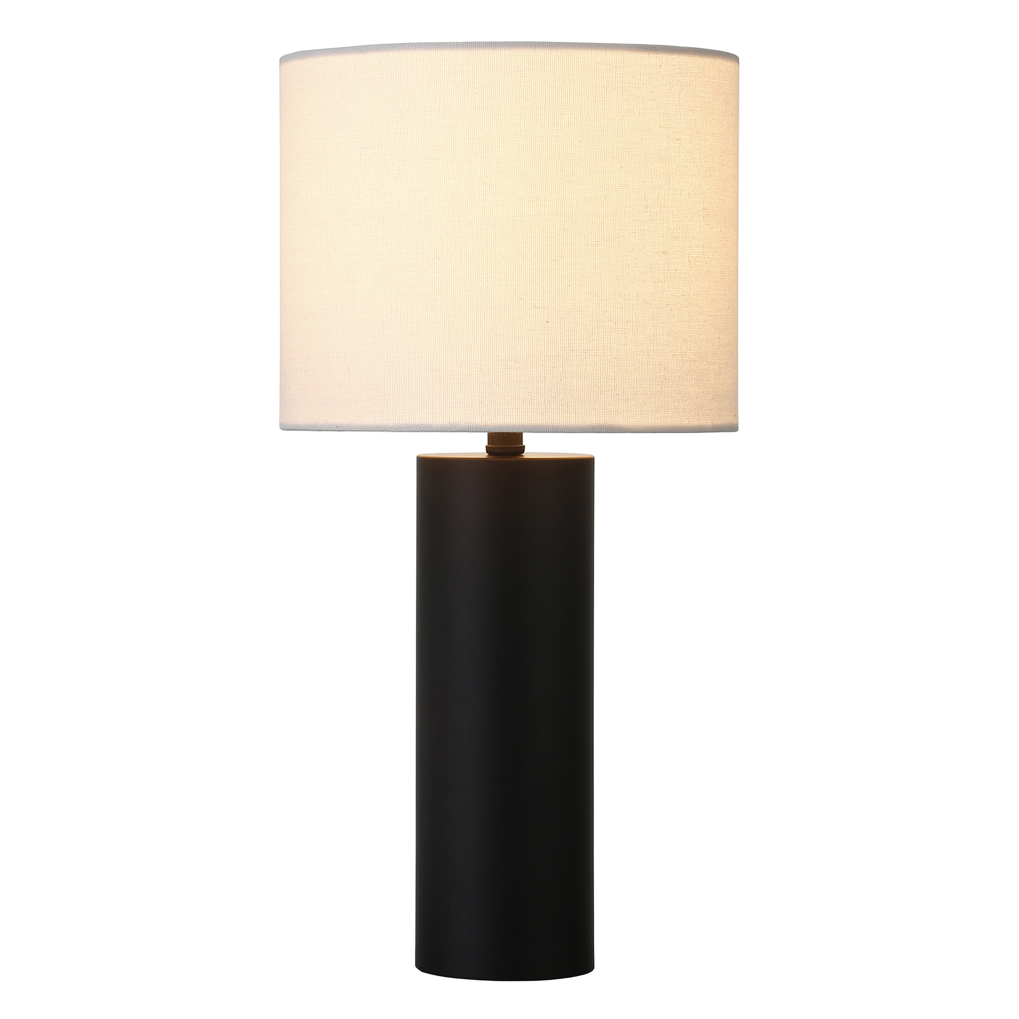 York 16" Tall Table Lamp with Fabric Shade in Blackened Bronze/White