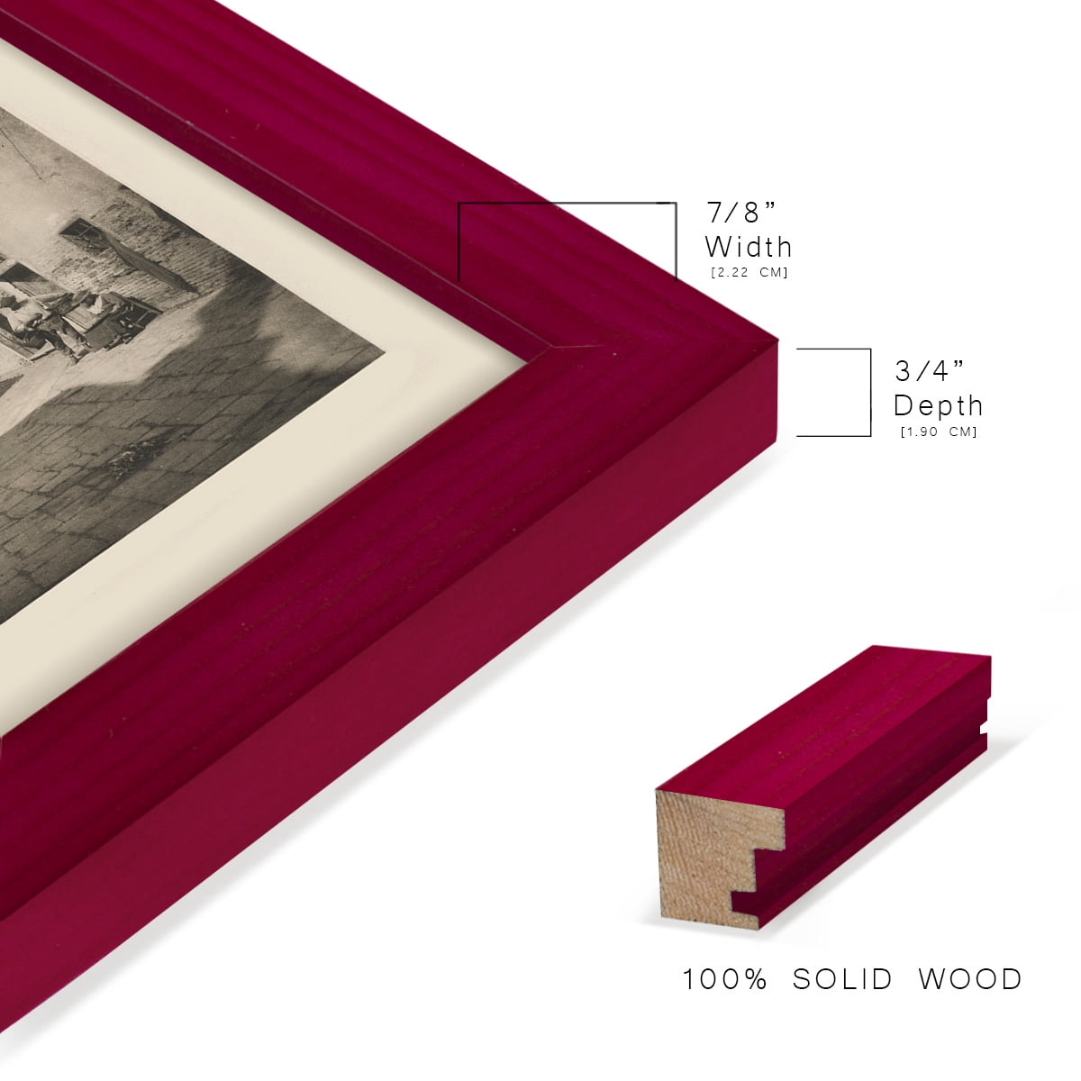Vintage Views of Venice VIII - Framed Print w/glass - Cherry Red